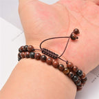 NCB Natural Stone Beads 100pcs 6mm Round Loose Gemstone for Bracelet Necklace Jewelry Making, Includes Elastic String and Beading Needle (Mahogany Obsidian, 6mm 100Beads)