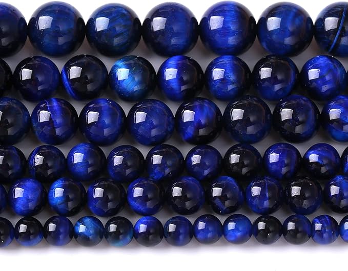 Natural Stone Lapis Blue Tiger Eye Beads Round Loose Spacer Beads for Jewelry Making DIY Bracelet Necklace 12mm 32PCS