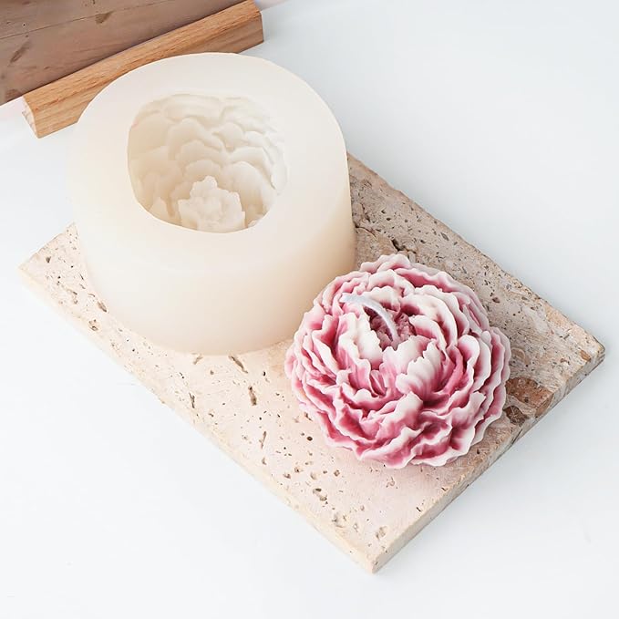 Peony Candle Mold Half Open Flower Mold 3D Flower Resin Casting Mold Resin Making Molds Silicone Mold for Candle Home Decorate Mold Candle Making Mold 3D Animal Mold