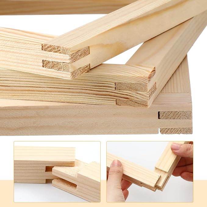 Briwooody 18 Sets 9 Sizes Needlepoint Stretcher Bars Needlepoint Frame Wooden Canvas Stretcher Bars for Embroidery Stitch Frame Accessories Bundle Crafts