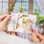 TIAMECH Girl Outside Windowsill PET Stickers - 80 Pcs White Spring Pink Rose & Beauty Violet Girl Design, Waterproof Sticker for Journaling & Scrapbooking, Junk Journal Supplies, Ephemera & DIY Crafts