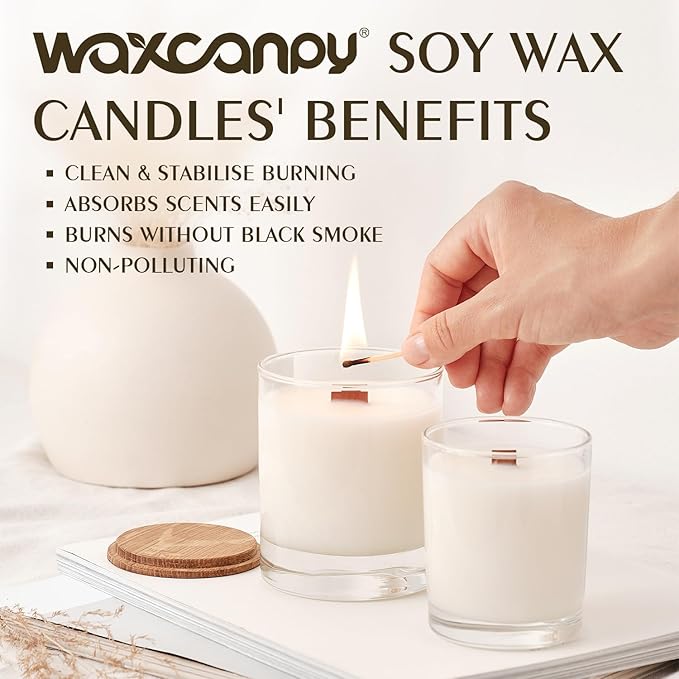 Soy Wax Flakes, Waxcanpy Natural Candle Wax, Organic Soy Wax for Candle Making from Farm, No Additives, Harmless and Pure (10lb)