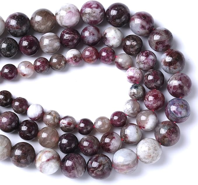 8MM 44PCS Natural Stone Colorful Tourmaline Gemstone Loose Beads for Jewelry Making DIY Bracelet Necklace 1 Strand