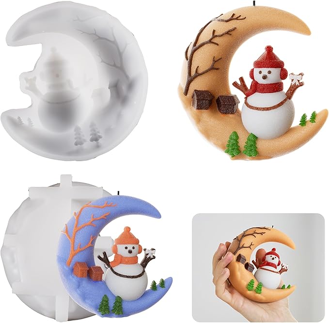 Moon Molds Moon Snowman Resin Mold - Resin Casting Silicone Molds for Home Decor & Candle Making Wave Spiral Mold