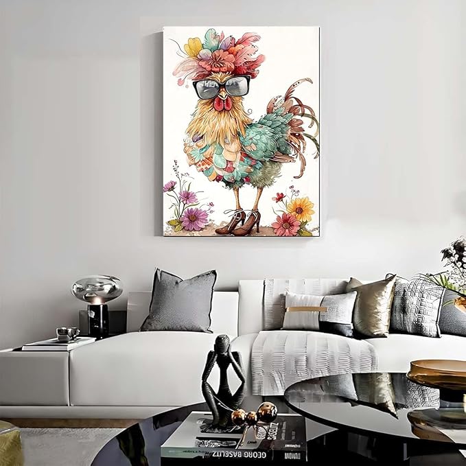 Lzyueyuan Chicken Stamped Cross Stitch Kits for Adults Beginner, Animal Cross Stitch Ornament Kits Counted Embroidery Needlepoint Kits Home Decor 11.8X15.7inch