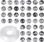 Natural Stone Genuine Stones DIY Snowflake Round Beads 8mm 100pcs Beading Loose Gemstone Hole Size 1mm Charm Smooth Beads for Bracelets Necklaces Earrings (Snowflake 8mm)