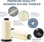 Mandala Crafts Size 46 210D T45 Bonded Nylon Thread Ivory Heavy Duty Sewing Threads - 2843 YDs Tex 45 Thread for Leather, Jeans, Weaving, Outdoor Marine Upholstery Threads
