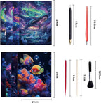Georgie Porgy Scratch Paper Art Set for Kids Adults Magic Rainbow Scratchboards for DIY Arts and Crafts Kits Christmas Birthday Gift with Scratching Tools Kit (A4-Noctilucent Whale + Sea World)