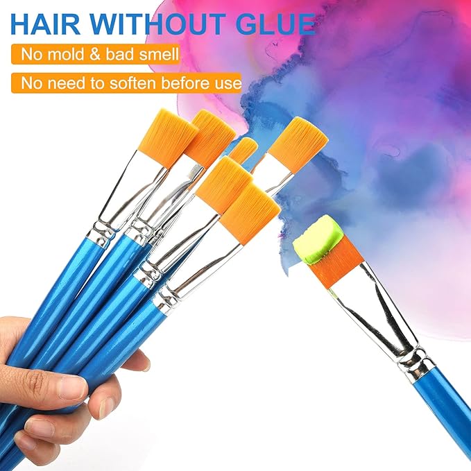 1 inch Flat Paint Brushes for Acrylic Painting, 32 Pieces Large Acrylic Paint Brushes Bulk for Acrylic, Watercolor, Oil, Crafts, Face Body Art