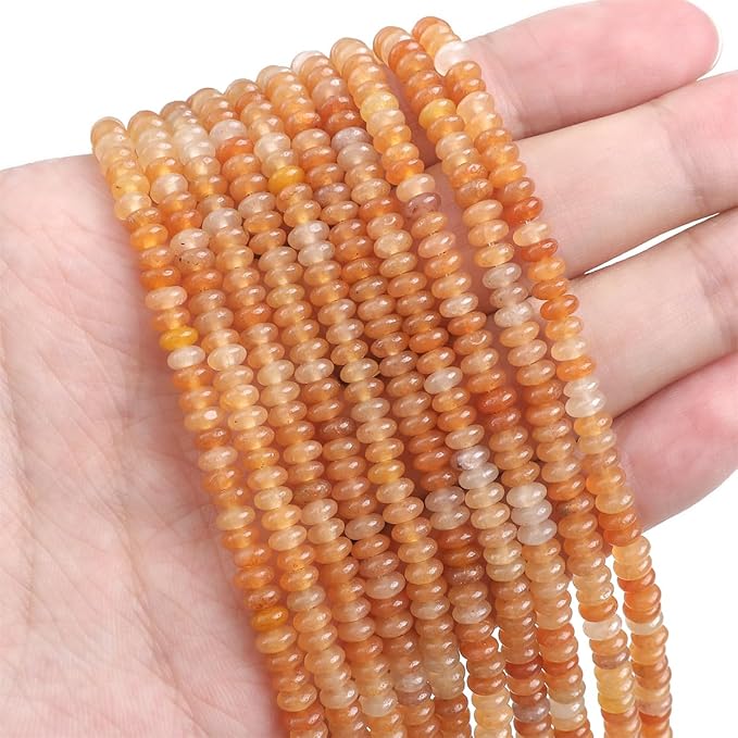 Natural Red Aventurine Spacer Beads Caps Rondelle Disk Loose Beads for Beading Jewelry Making 4mmx2mm 38cm