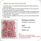 1.3 inch Iron on Letter Patches 78 Pieces, A-Z Embroidered Alphabet Patches for Clothing Jackets Hats Backpacks Jeans Red