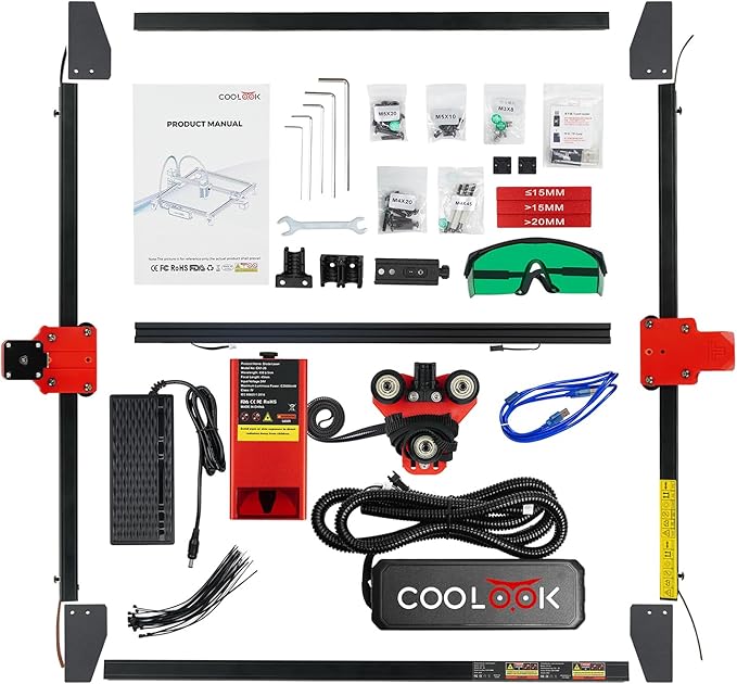 20W Laser Engraver Machine CK1-20, 96W Max Speed 30000mm/min, 0.08mm Fixed Focus, App Offline Control DIY Laser Cutter and Laser Engraving Machine for Metal Glass Wood