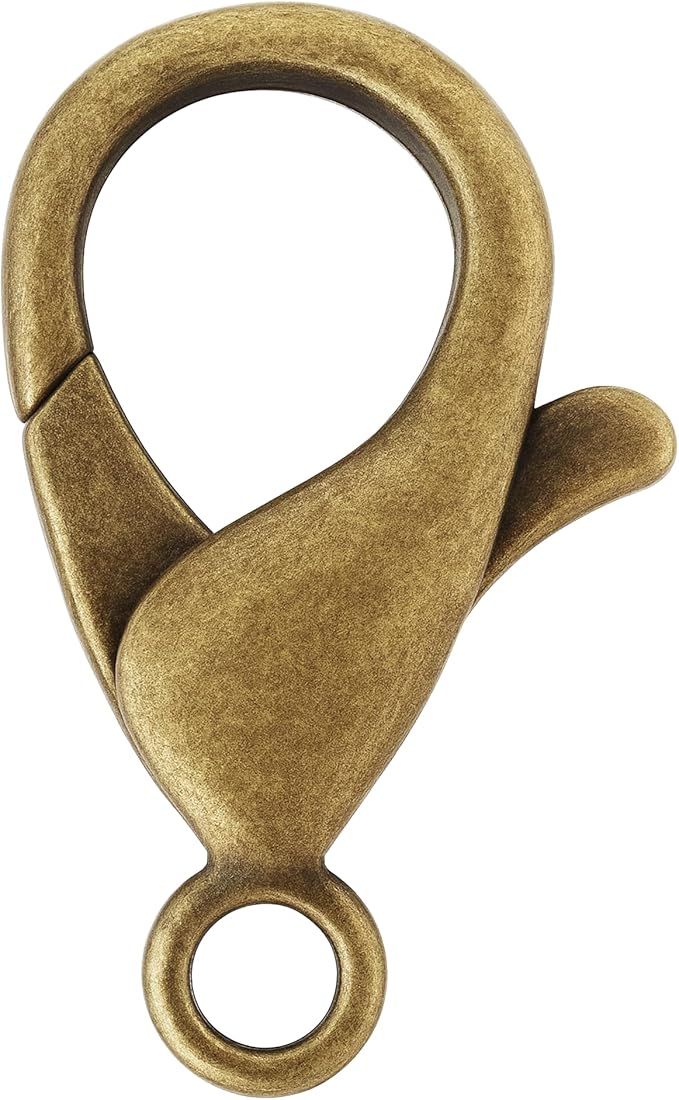 Mandala Crafts 14mm Antique Brass Metal Lobster Clasps for Jewelry Making - 100 Lobster Claw Clasps with Jump Rings Jewelry Findings Kit for Necklaces Bracelets Charms Fasteners