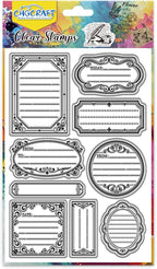 CHGCRAFT Label Frame Clear Stamp Transparent Handicraft Stamps for DIY Scrapbooking Photo Album Decorative Cards Making, Frame, 6.3x4.3inch