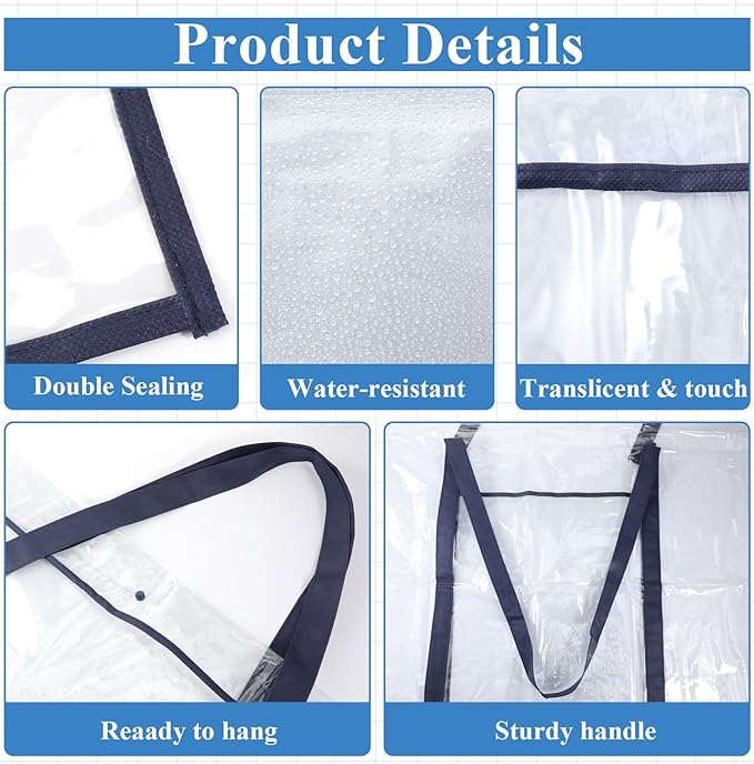 2 Pack Large Poster Storage Bag 48" x 36" Bulletin Board Holder, Art PVC Folder with Pocket, PVC Art Portfolio Container for Teacher Paper Teen(Black&Blue)