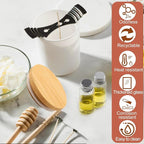 CONNOO 8 Pack 14 OZ Empty White Glass Candle Jars for Making Candles with Bamboo Lids and Sticky Labels, Bulk Candle Jars for Making Candles - Spice, Powder Containers.