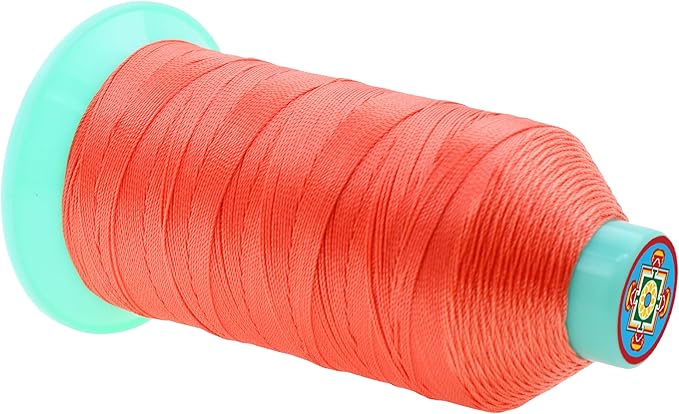 Mandala Crafts Bonded Nylon Thread Coral Heavy Duty Sewing Threads - 800 YDs Size 207 630D T210 Tex 210 Thread for Leather Jeans Weaving Outdoor Marine Upholstery Threads
