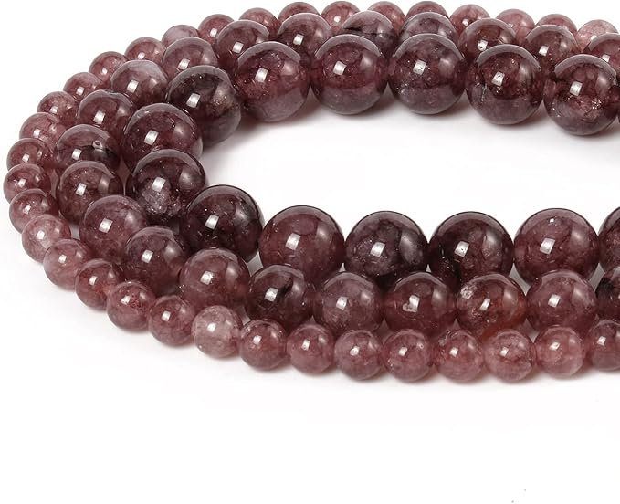 60pcs 6mm Natural Stone Beads Lepidolite Beads Energy Crystal Power Gemstone for Jewelry Making, DIY Bracelet Necklace