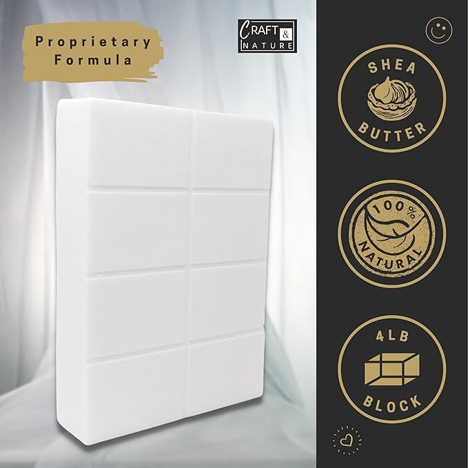 Craft & Nature 4 LB All Natural Shea Butter Moisturizing Glycerin Melt And Pour Soap Base for Soap Making