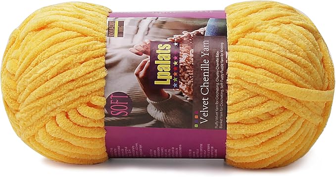 Chunky Chenille Yarn for Crocheting - 100g/3.5oz Baby Blanket Yarn for Crocheting Soft - 87 Yards Fluffy Thick Plush Yarns for Knitting Blankets Amigurumi (1, Golden Yellow)