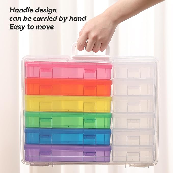 Plastic Storage Boxes & Organizers - Modern Arts & Crafts Storage with Lids - 6 Medium Color + 6 Small Clear - Stackable - 18 Items (12 Count) - 15.3"L x 12.5"W x 5.1"H