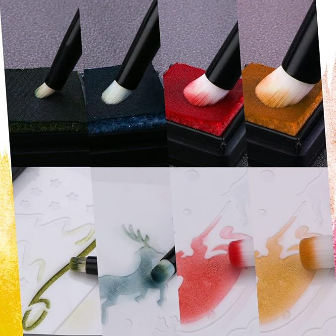 UNIMEIX Mini Blending Brushes for Card Making, Dry Miniature Painting Set Background Blender Paint Brushes Small Detailed Paint Watercolor Brushes (12 Pack)