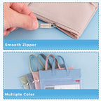 Pendancy Mesh Zipper Pouch A4 Size, Large Double Pocket Waterproof File Bag with Handle, 11x13.8 in Foldable Document Storage for Puzzle Project/Cross Stitch/Travel/Office（Advanced Pink）