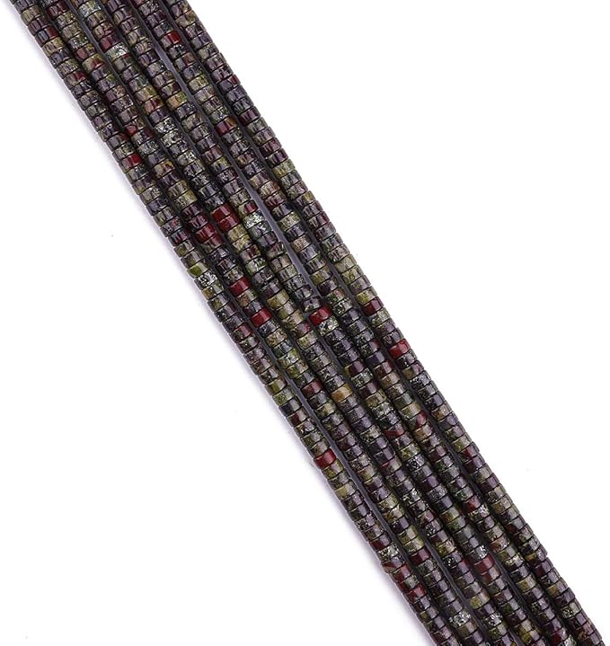 Natural Dragon Blood Jasper Spacer Beads Caps Loose Semi Gemstone for Beading Jewelry Making 4mmx2mm 38cm