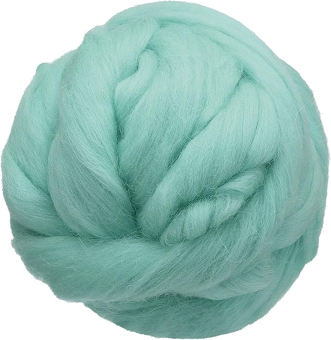 uxcell 3.53oz Wool Roving Yarn, Needle Felting Wool Fiber DIY Craft Needle Wet Felting Supplies for Blending Weaving Handcrafts, Tea Green