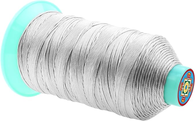 Mandala Crafts Bonded Nylon Thread Silver Heavy Duty Sewing Threads - 800 YDs Size 277 840D T270 Tex 270 Thread for Leather Jeans Weaving Outdoor Marine Upholstery Threads