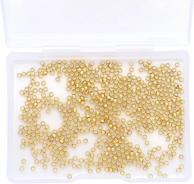 14K Gold Plated Round Spacer Beads 2mm 600pcs for Jewelry Making Findings Non Tarnish