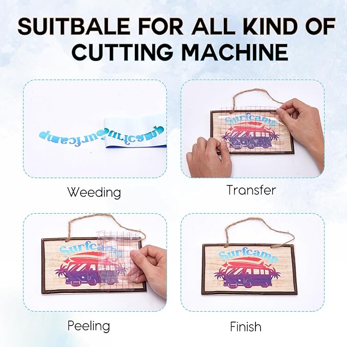 Tintnut Blue Permanent Vinyl - 8 Sheets 12"x10"Gradient Patterned Permanent Adhesive Vinyl for Cutting Machine, Home Decor Self Sticker