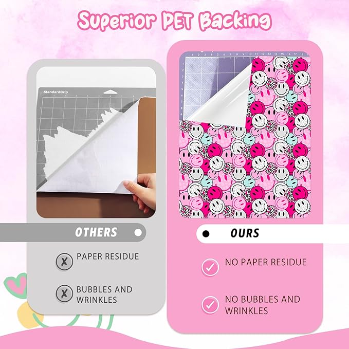 Pink Leopard Permanent Roll - 12'' x 8ft Smile Pink Face Permanent Vinyl Cow Print Adhesive Vinyl for Mugs Decors Self Adhesive