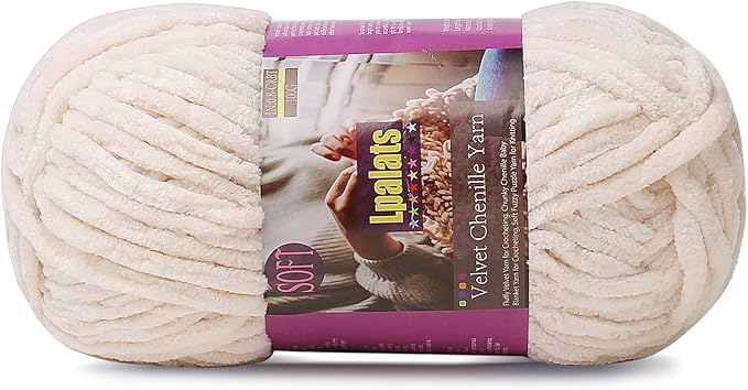 Chunky Chenille Yarn for Crocheting - 100g/3.5oz Baby Blanket Yarn for Crocheting Soft - 87 Yards Fluffy Thick Plush Yarns for Knitting Blankets Amigurumi (1, Khaki)