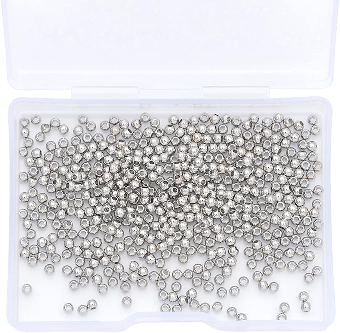 Platinum Plated Round Spacer Beads 2.5mm 500pcs for Jewelry Making Findings Non Tarnish