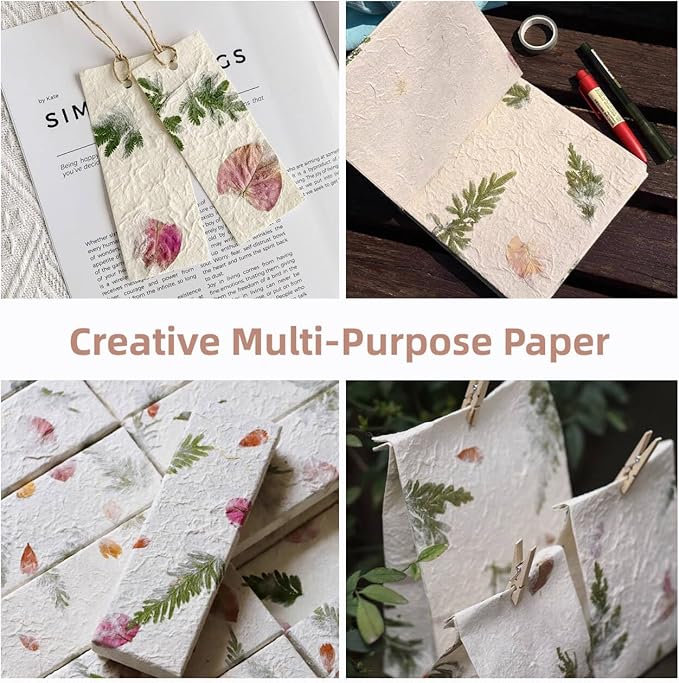 Handmade Botanical Craft Paper - 30 Sheets 8.27x11.7Inch Art Paper for Watercolor,Wedding Invites,Scrapbooking - Vintage Textured Designs for DIY,Gift Wrapping & Cultural Projects A4