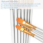 BOSOBO Paint Brushes Set, 10 Pack 100 Pcs Round Pointed Tip Paintbrushes Nylon Hair Artist Acrylic Paint Brushes for Acrylic Oil Watercolor, Face Nail Art, Miniature Detailing & Rock Painting, White