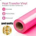 HTV Pink Heat Transfer Vinyl Rolls 12 Inch by 8feet Roll HTV Iron on Vinyl DIY for T-Shirt Easy to Cut & Weed for Heat Vinyl Design Glossy (8Ft, Pink)