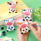 Pasimy 6 Set DIY Ceramic Succulent Planter Pots Paint Your Own Flower Pots Craft Kit Unpainted Bisque Paintable Flowerpot with Brush Palette Ready to Paint for Family Activity Gift(Cow)