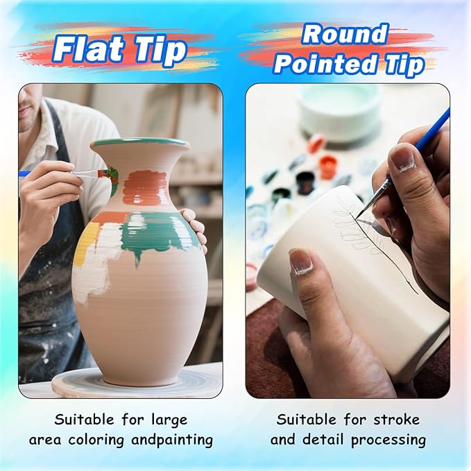 Small Paint Brushes Bulk 120 Pcs - Flat Tip for Acrylic Watercolor Canvas Face Painting, Kids Classroom Art Supplies & Touch Up Kits