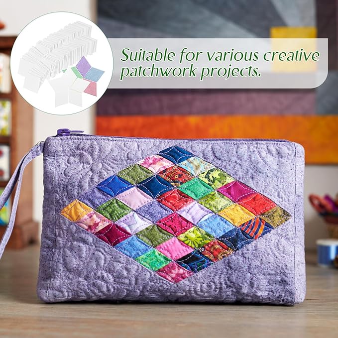 300pcs Paper Piecing Templates for Quilting Diamond Shape Sewing Pattern Paper Quilting Supplies for Beginners and DIY Projects