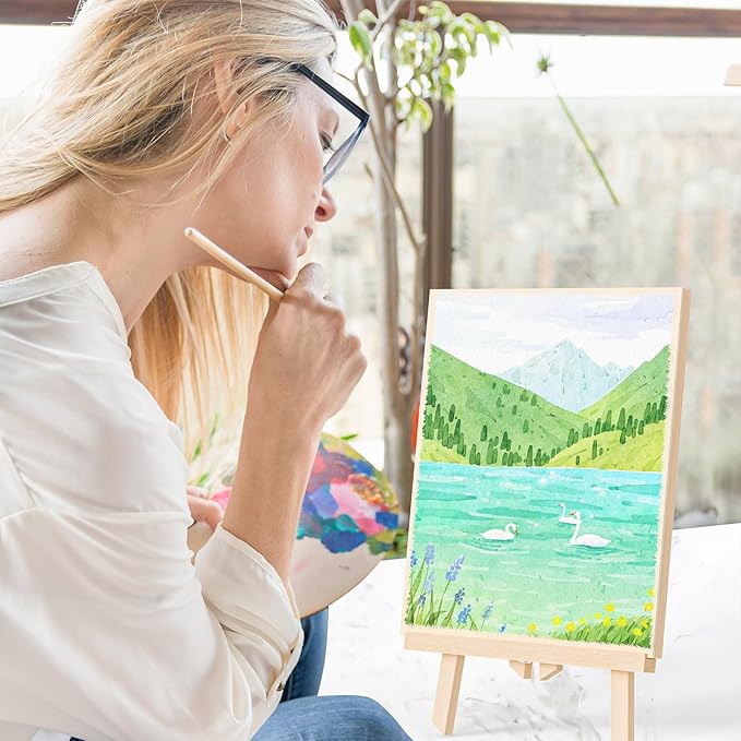 Unfinished Wood Canvas Panels for Painting, 8×10" Basswood Canvas- 1/2" Deep Cradle Board with Easel for Acrylic and Oil Painting, Pouring Art, Crafting