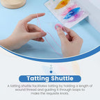 BUTUZE Tatting Shuttle Kit, 5 PCS Plastic Tatting Shuttle with Beading Needles Crochet Hooks Knitting Needles Big Eye Needles Tatting Needles for DIY Hand Lacemaking Craft Tool Weave Yarn Set