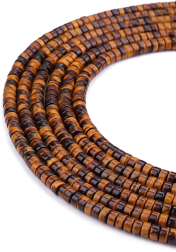 Natural Yellow Tiger Eye Spacer Beads Caps Loose Semi Gemstone for Beading Jewelry Making 4mmx2mm 38cm