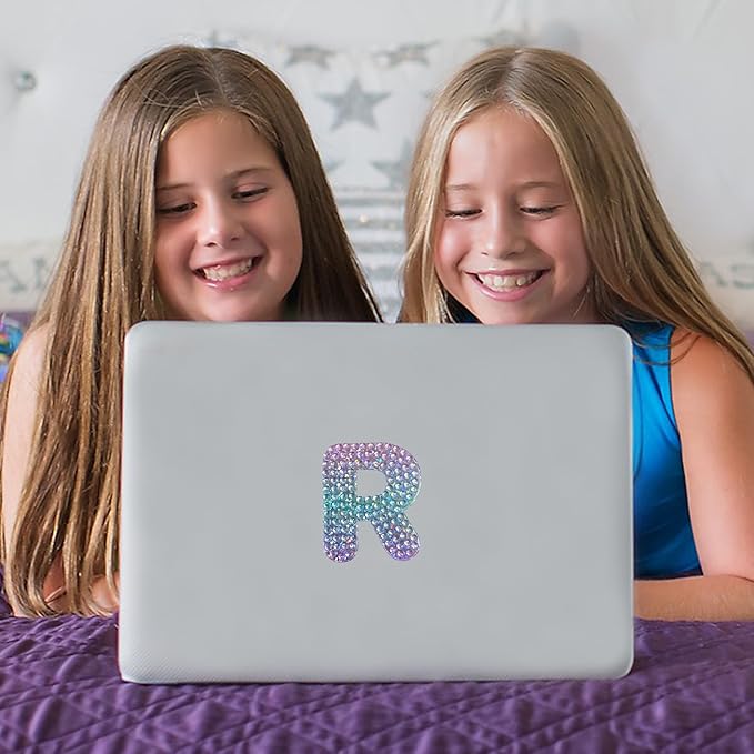 StickerBeans® Rhinestone Alphabet Letter Sticker R - Unique Sparkly Design 2” x 2” Cut-to-Shape Adhesive - Personalization, Collecting, Gifting, Scrapbooking, Decorating Laptops, Phone Cases, All Ages