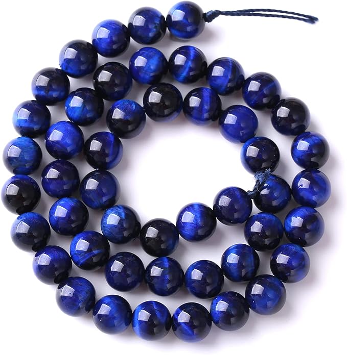 Natural Stone Lapis Blue Tiger Eye Beads Round Loose Spacer Beads for Jewelry Making DIY Bracelet Necklace 10mm 38pcs
