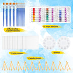 10 Pack Mini Canvas and Easel Set, 4 X 4 inch Canvas for Drawing, 18 Acrylic Paint Set with 20 Brushes & 2 Paint Trays, Art Painting Kits for Birthday Party Favors