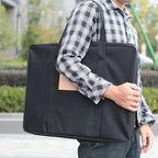 JJRING Art Portfolio Case, Wire Framed Nylon Portfolio Tote, Art Storage Bag in 23 Inches by 17 Inches, Great Carrying Bag for Artworks, Posters, Drawings, Prints(Black)