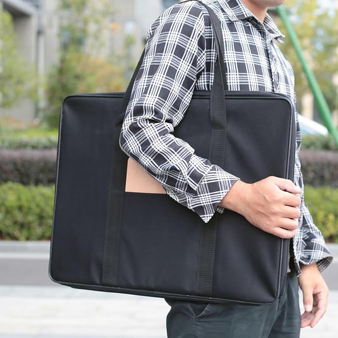 JJRING Art Portfolio Case, Wire Framed Nylon Portfolio Tote, Art Storage Bag in 23 Inches by 17 Inches, Great Carrying Bag for Artworks, Posters, Drawings, Prints(Black)