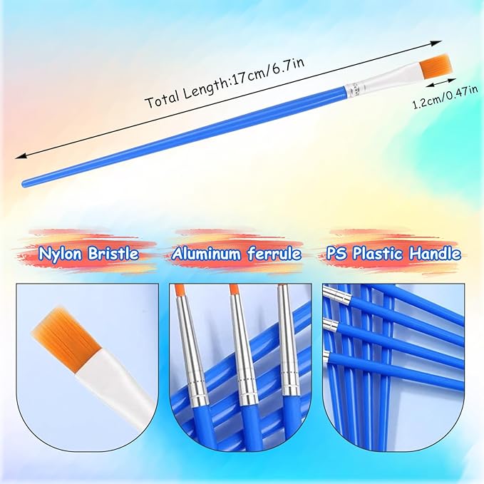 Small Paint Brushes Bulk 120 Pcs - Flat Tip for Acrylic Watercolor Canvas Face Painting, Kids Classroom Art Supplies & Touch Up Kits